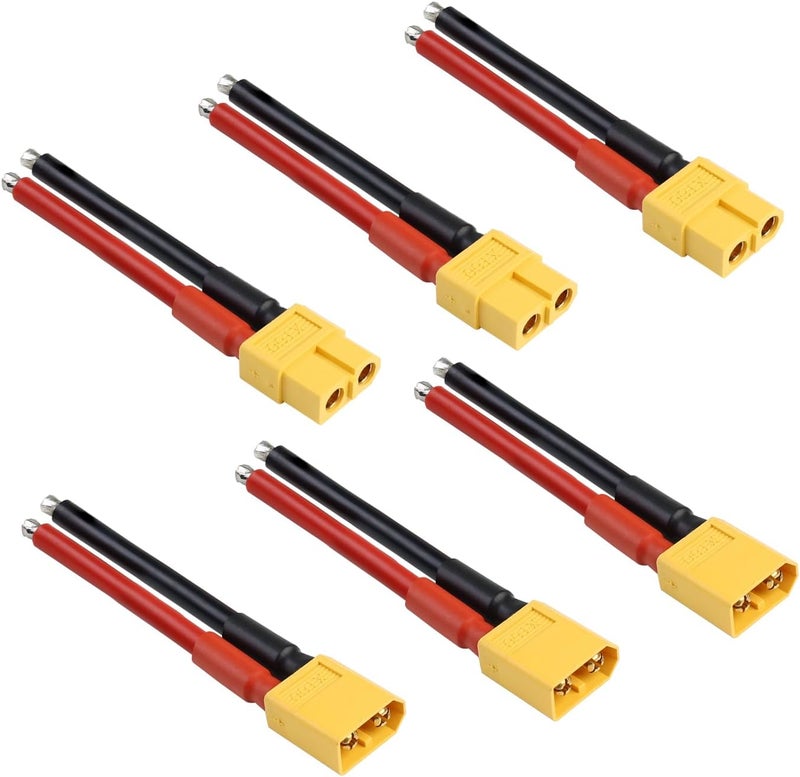 TMH 3 Pairs XT60 Plug Connector Female and Male with 50mm - 14 AWG Soft Silicone Wire for RC Lipo Battery FPV Cable Drone Car Boat (3 Male+3 Female) - Image 1